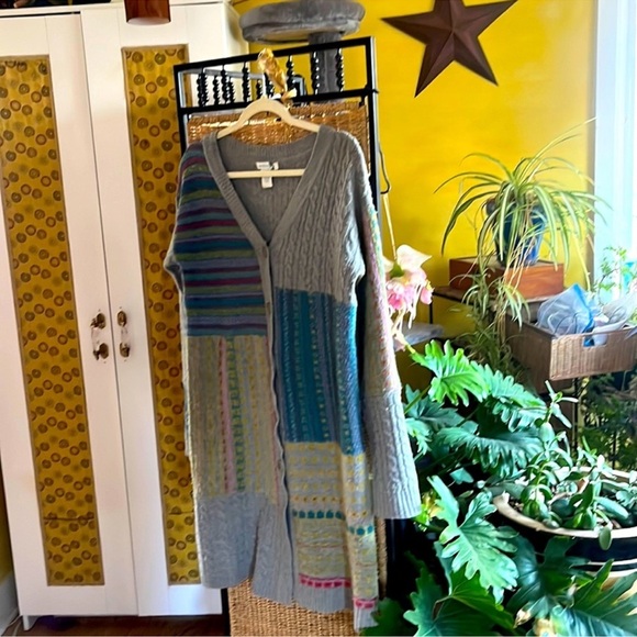 Sundance Women’s Multicolor Patchwork Cardigan Duster Sweater, XS - Picture 4 of 5